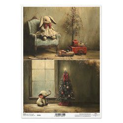 Papier ryżowy do decoupage A4 - królik, słonik, choinka - R2681 - Itd Collection