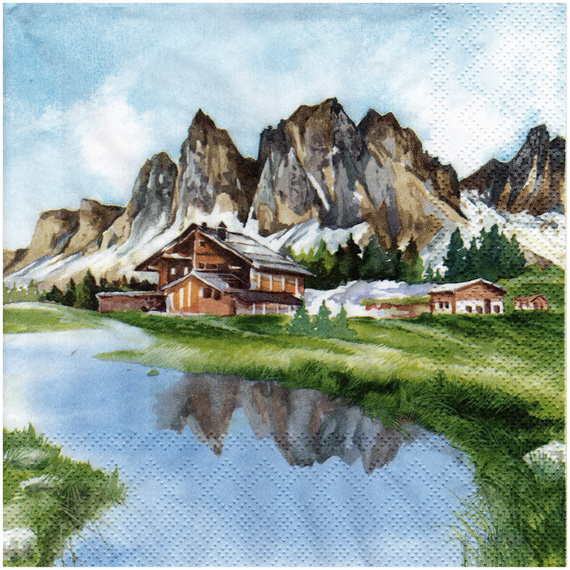 Serwetka do decoupage 33x33cm - Mountain Valley domek w górach