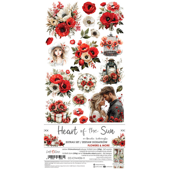Heart of the Sun zestaw dodatków do scrapbookingu - Craft o'clock - Flowers