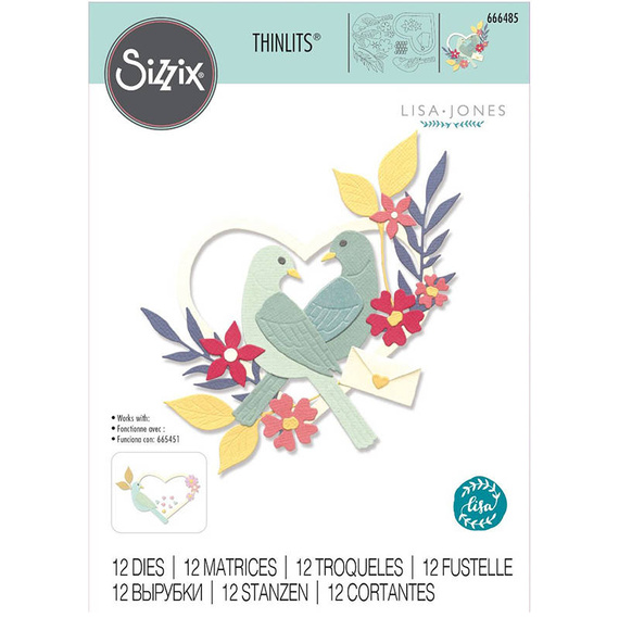 Wykrojnik Sizzix Thinlits - Sweet Birds by Lisa Jones ptaki serce