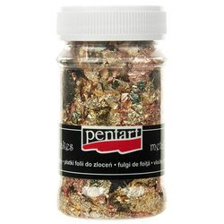 Folia płatki miedziane, złote i zielone metal flakes słoik 100ml - Pentart M10