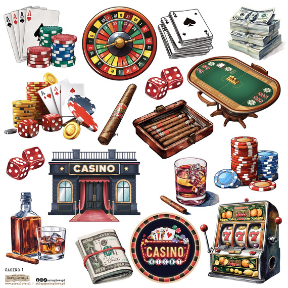 Naklejki papierowe - ScrapLove - Casino 1