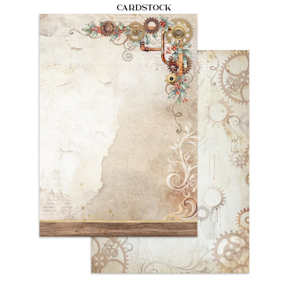 Zestaw papierów, naklejek i elementów Junk Journal - Gear Up For Christmas - Stamperia