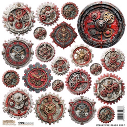 Naklejki papierowe - ScrapLove - Gears Red - Steampunk Koła Zębate Czerwone 1