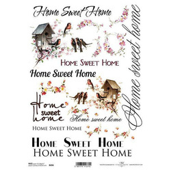 Papier ryżowy do decoupage A4 ITD-R494 Home sweet home ptaki