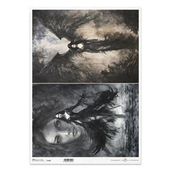 Papier ryżowy do decoupage A3 - anioły, anielica, skrzydła - R1309L - Itd Collection