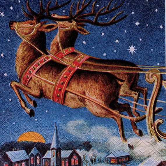 Serwetka 33x33cm - Mikołaj na saniach