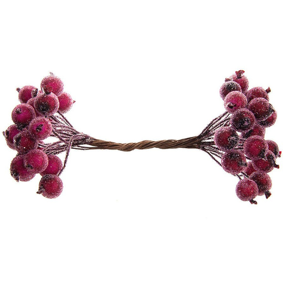 Jarzębina dekoracyjna bordowa oszroniona na druciku - 1 gałązka