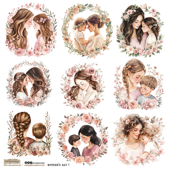 Naklejki papierowe - ScrapLove - Mother's Day 1 Dzień Matki matka i córka