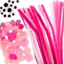 Druciki kreatywne z pomponami - róż