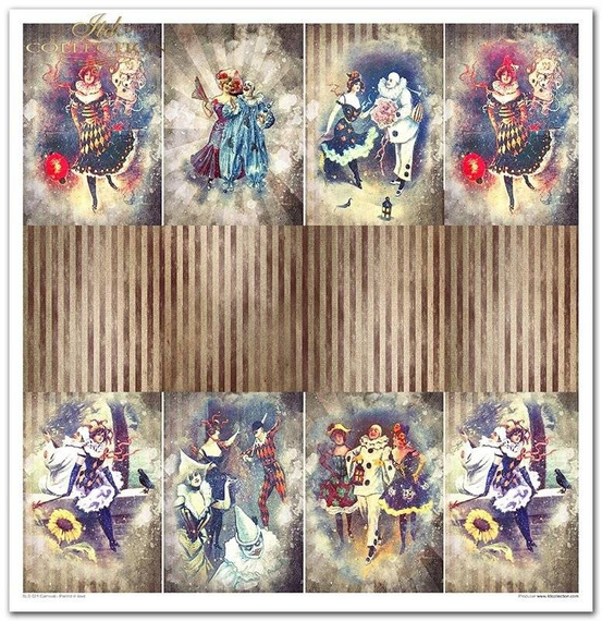 Zestaw papierów do scrapbookingu 30x30 - Carnival - Pierrot in love