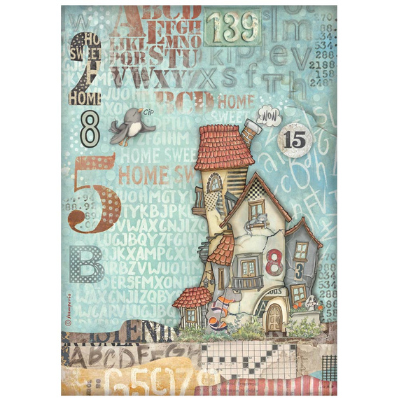 Papier ryżowy do decoupage A4 - Furry Friends domki - Stamperia
