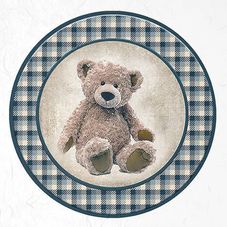 Zestaw papierów ryżowych - ITD - RSM047 niebieskie kratki, misie, maskotki, zabawki