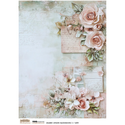 Papier ryżowy A4 - Scraplove - Shabby Spring Background 3 kwiaty list