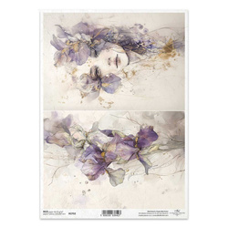 Papier ryżowy do decoupage A4 - dekoracyjne wzory, irys, twarz kobiety - R2702 - Itd Collection