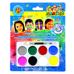 Farby do malowania twarzy 8szt + pędzelek