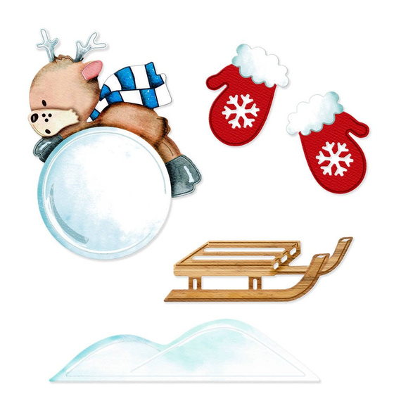 Wykrojnik - DPCraft - Zabawny renifer i kula śnieżna