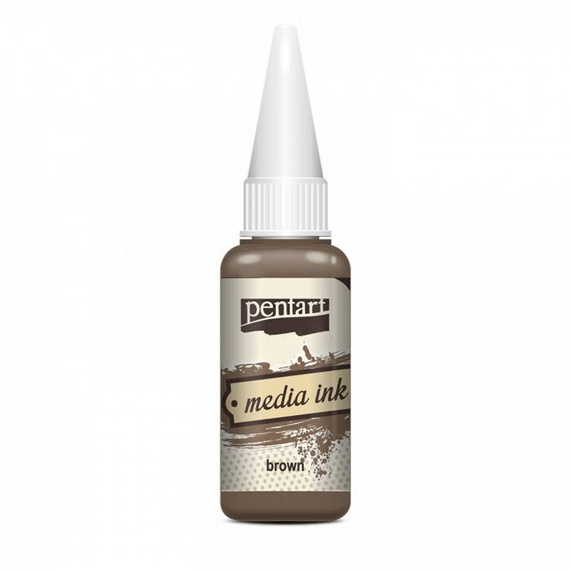 Tusz alkoholowy Media Ink - Pentart - brązowy / brown 20ml