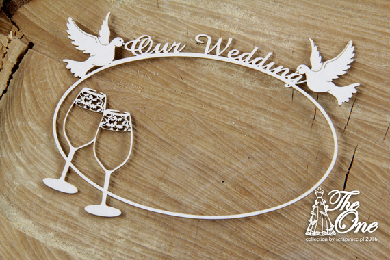 Tekturka The one - Our Wedding -ramka z kieliszkami SC