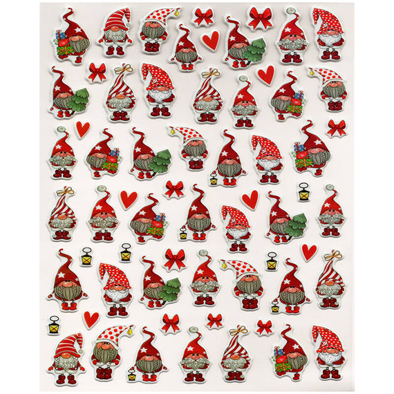 Naklejki wypukłe krasnale świąteczne