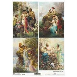 Papier ryżowy do decoupage, kobieta, dama, wiosna, A4 - R1703