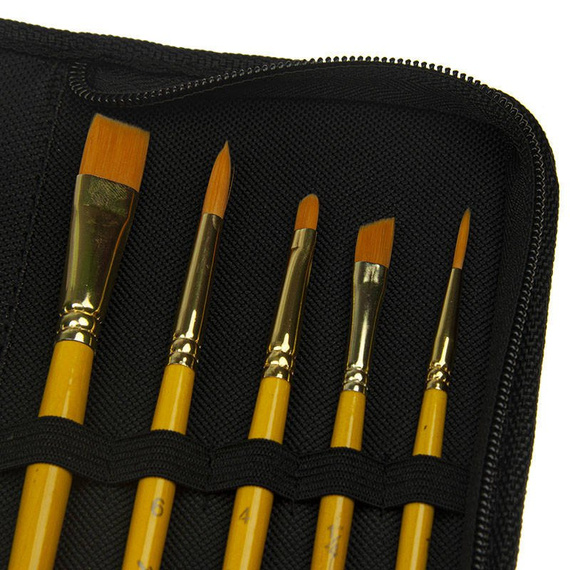 Zestaw malarski podróżny w etui - Phoenix - farby akrylowe 5x12 ml, 5 pędzli
