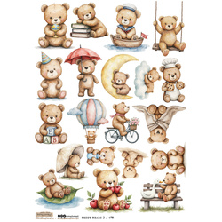 Papier ryżowy A4 - Scraplove - Teddy Bears 3 misie