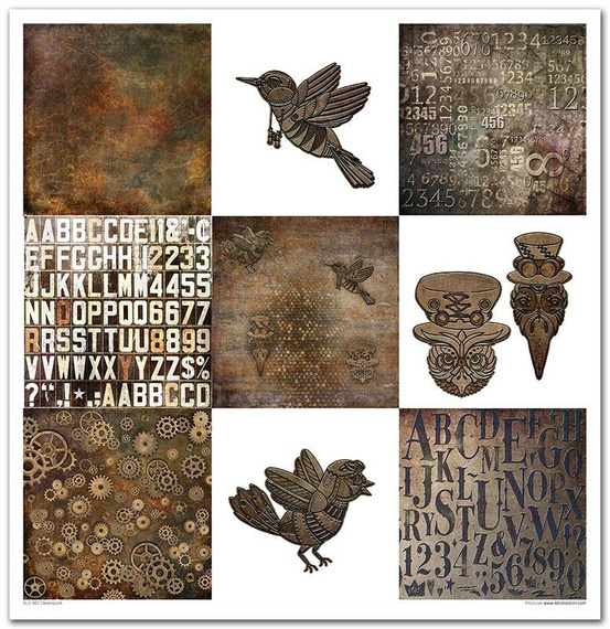 Zestaw papierów do scrapbookingu 30x30 - Steampunk