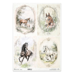 Papier ryżowy do decoupage A3 - konie - R1411L - Itd Collection