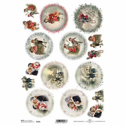 Papier ryżowy do decoupage A4 ITD-R1491 zimowe obrazki dzieci