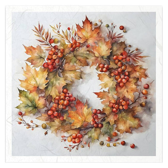 Zestaw papierów ryżowych - jesienne wiasnki szyszki jarzębina - RSM151 - Itd Collection