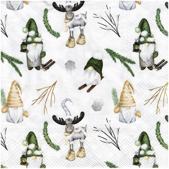 Serwetka do decoupage 33x33cm - Forest gnomes