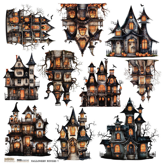 Naklejki papierowe - ScrapLove - Halloween Houses 1 nawiedzone domy