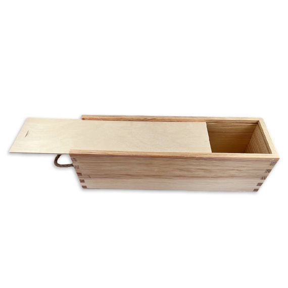 Drewniana skrzynka na wino z zasuwką - pudełko prezentowe do dekoracji 36 cm
