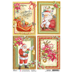 Papier ryżowy do decoupage A4 - Ciao Bella - Dear santa cards