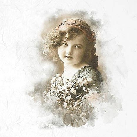 Zestaw papierów ryżowych, retro vintage, dziewczynki - ITD 6szt