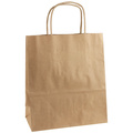 Torebka papierowa eko kraft brązowa - mała - 180x80x210mm uchwyt skręcany