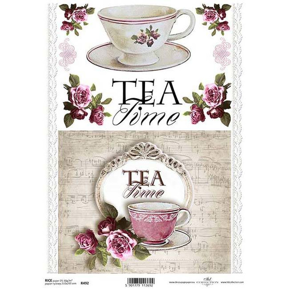 Papier ryżowy do decoupage A4 ITD-R492 Tea time