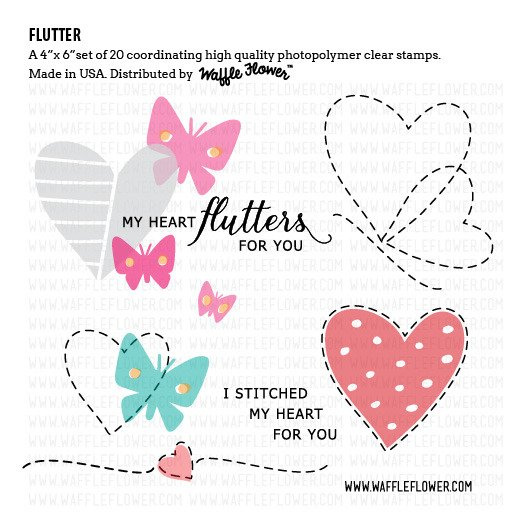 Stempel - Waffle Flower Crafts - Flutter - serca motyle