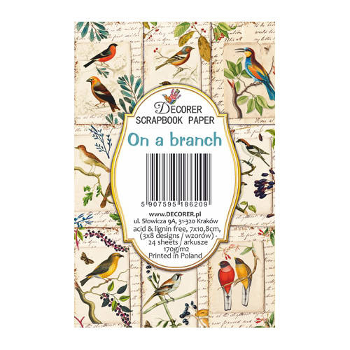 Zestaw papierów do scrapbookingu 11x7 cm - Decorer - Na gałęzi