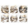 Zestaw papierów ryżowych - pejzaż zimowy, góry, natura, domki - RSM206 - Itd Collection