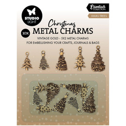Zawieszki metalowe - Metal Charms - Xmas Trees - choinki - Studio Light