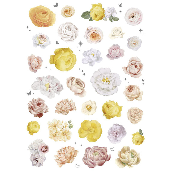 Naklejki foliowe - Żółte motylki i kwiaty