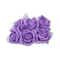 Kwiatki piankowe fioletowe z tiulem