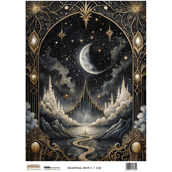 Papier ryżowy A4 - Scraplove - Niebiański Księżyc - Celestial Moon 4