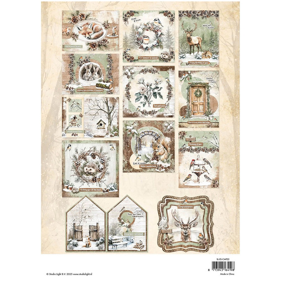 Zestaw papierów do scrapbookingu z elementami A4 - Winter Woodland