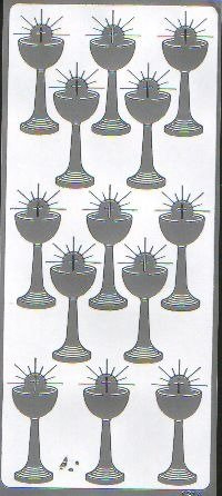 Naklejka ozdobna Kielich duży pełny 1214 srebrna