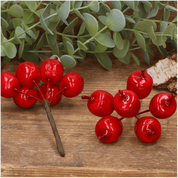 Jabłuszka lakierowane na druciku  6 szt. - dekoracyjne owoce