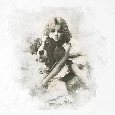 Zestaw papierów ryżowych, retro vintage, dziewczynki - ITD 6szt