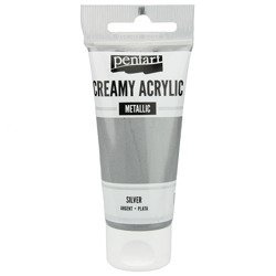 Farba akrylowa creamy acrylic metaliczna srebro/metallic silver 60ml - Pentart